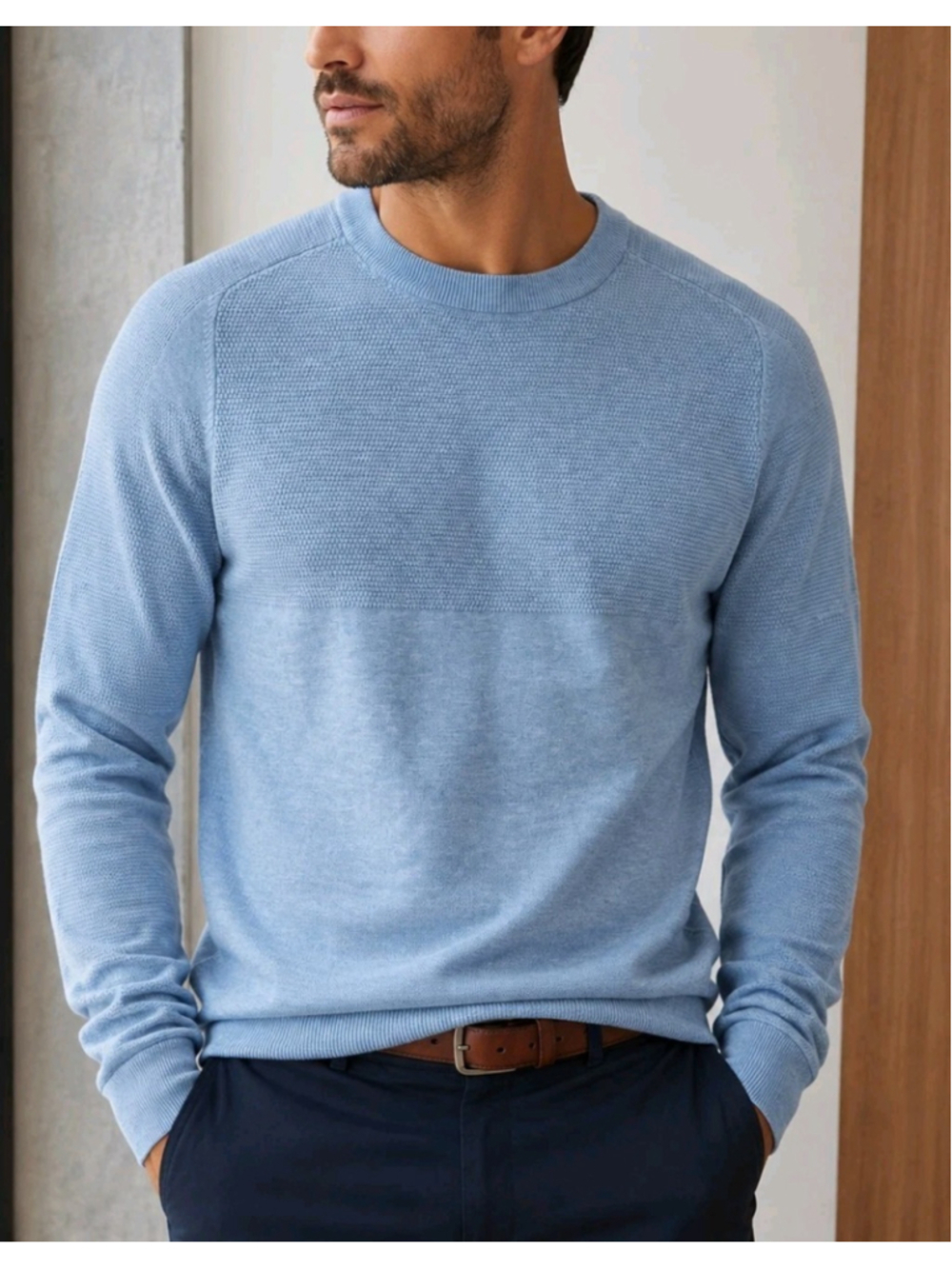 Sweater FLX Men's Small Crewneck Textured Knit Pullover Smart Casual Preppy